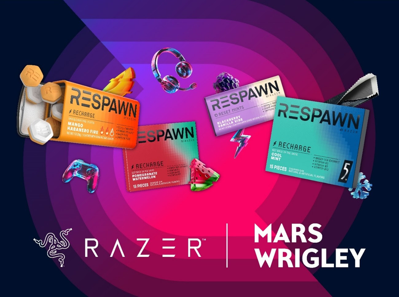 Razer e Mars ampliam parceria RESPAWN by Razer™ e anunciam linha de snacks voltados para gamers / Divulgação